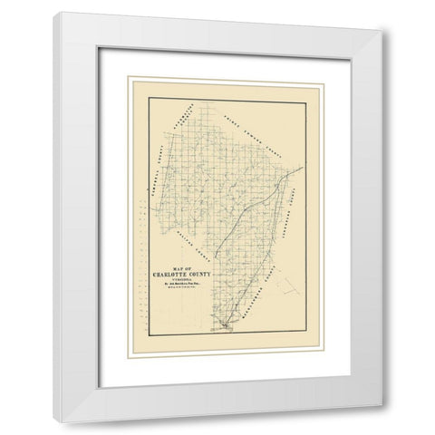 Charlotte County Virginia - Hotchkiss 1860 White Modern Wood Framed Art Print with Double Matting by Hotchkiss