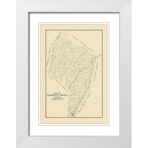 Charlotte County Virginia - Hotchkiss 1860 White Modern Wood Framed Art Print with Double Matting by Hotchkiss