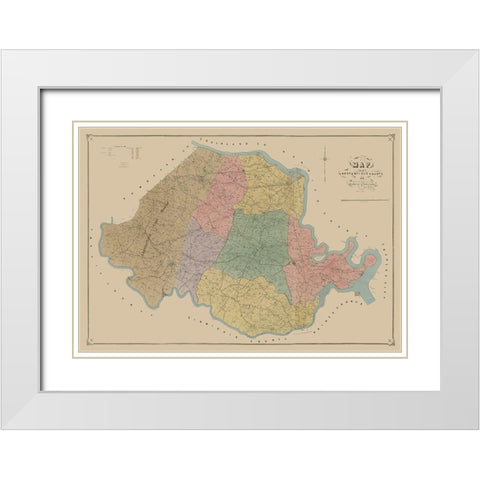 Chersterfield County Virginia - LaGrade 1888 White Modern Wood Framed Art Print with Double Matting by La Prade