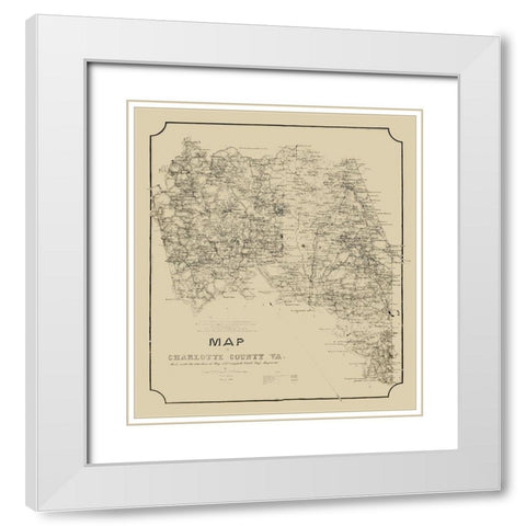 Charlotte County Virginia - Campbell 1864 White Modern Wood Framed Art Print with Double Matting by Campbell