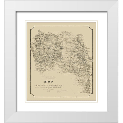 Charlotte County Virginia - Campbell 1864 White Modern Wood Framed Art Print with Double Matting by Campbell