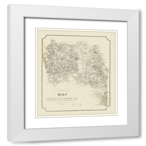 Charlotte County Virginia - Campbell 1864 White Modern Wood Framed Art Print with Double Matting by Campbell