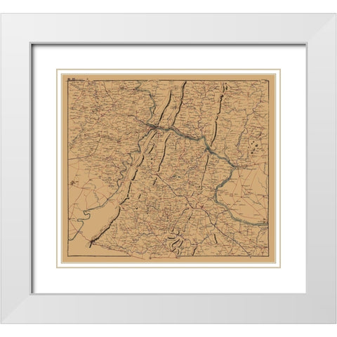 Clarke County Virginia - 1864 White Modern Wood Framed Art Print with Double Matting by Unknown