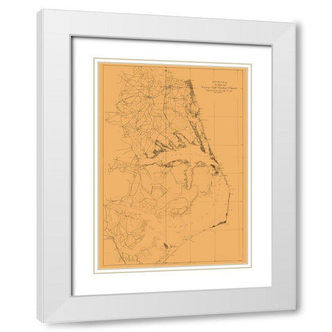 Virginia North Carolina US Coast - Lindenkohl White Modern Wood Framed Art Print with Double Matting by Lindenkohl