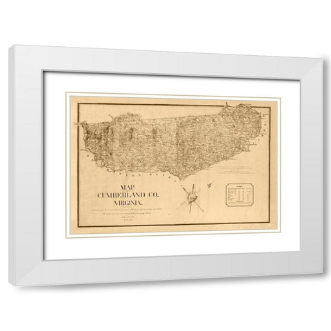 Cumberland County Virginia - Campbell 1864 White Modern Wood Framed Art Print with Double Matting by Campbell