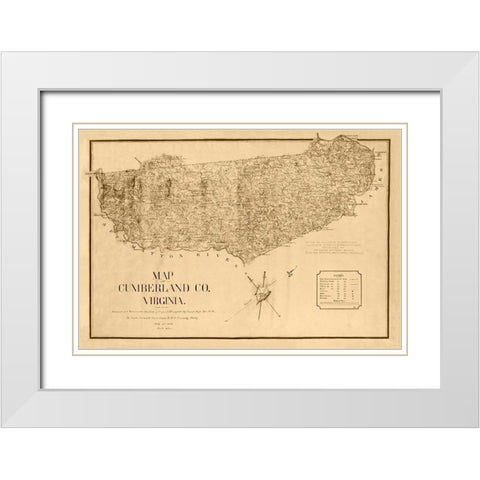 Cumberland County Virginia - Campbell 1864 White Modern Wood Framed Art Print with Double Matting by Campbell