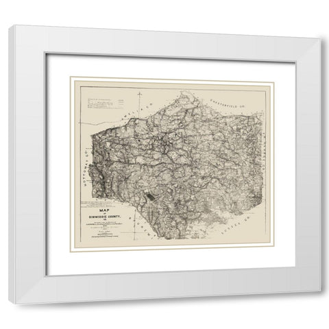 Dinwiddie County Virginia - Graves 1864 White Modern Wood Framed Art Print with Double Matting by Graves