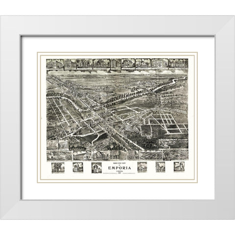 Emporia Virginia - Fowler 1907 White Modern Wood Framed Art Print with Double Matting by Fowler
