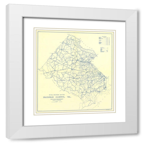 Fairfax County Rural Delivery Routes - USPS 1912 White Modern Wood Framed Art Print with Double Matting by USPS