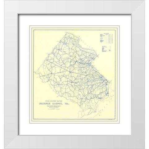 Fairfax County Rural Delivery Routes - USPS 1912 White Modern Wood Framed Art Print with Double Matting by USPS