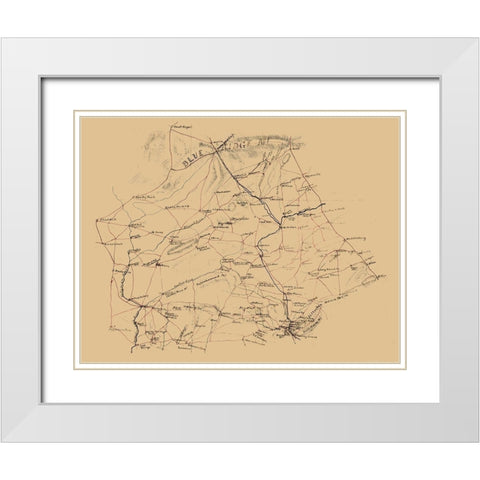 Fauquier County Virginia - 1860 White Modern Wood Framed Art Print with Double Matting by Unknown