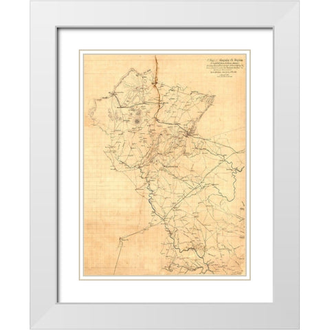 Fauquier County Virginia - Hotchkiss 1863 White Modern Wood Framed Art Print with Double Matting by Hotchkiss