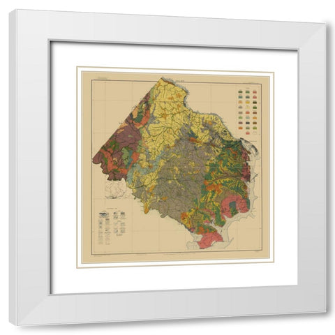 Fairfax County Virginia - Kingling 1915 White Modern Wood Framed Art Print with Double Matting by KIngling
