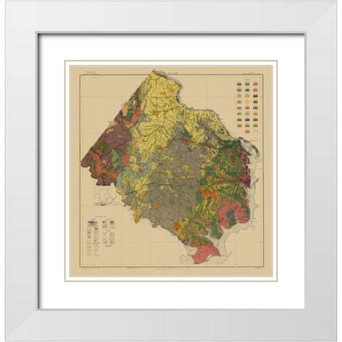 Fairfax County Virginia - Kingling 1915 White Modern Wood Framed Art Print with Double Matting by KIngling
