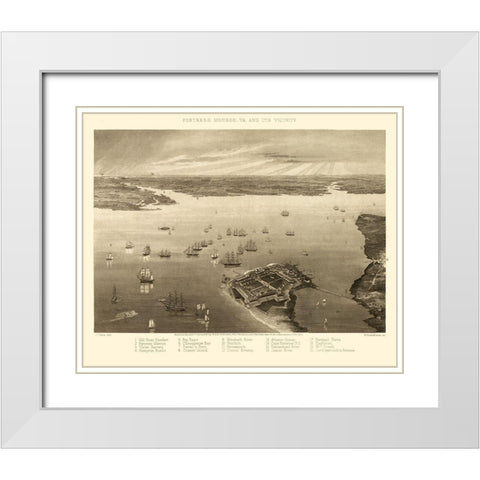 Fortress Monroe Virginia - Wells 1862 White Modern Wood Framed Art Print with Double Matting by Wells