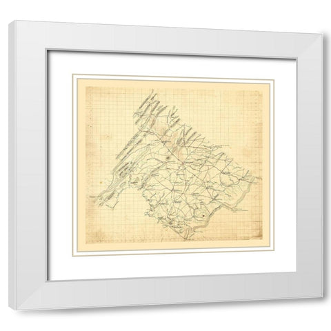 Frederick County Virginia - 1860 White Modern Wood Framed Art Print with Double Matting by Unknown