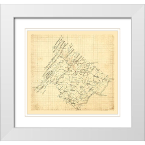 Frederick County Virginia - 1860 White Modern Wood Framed Art Print with Double Matting by Unknown