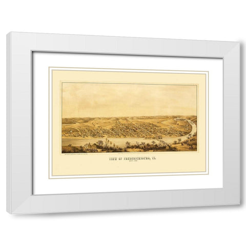 Fredericksburg Virginia - Sachse 1863 White Modern Wood Framed Art Print with Double Matting by Sachse