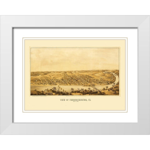 Fredericksburg Virginia - Sachse 1863 White Modern Wood Framed Art Print with Double Matting by Sachse
