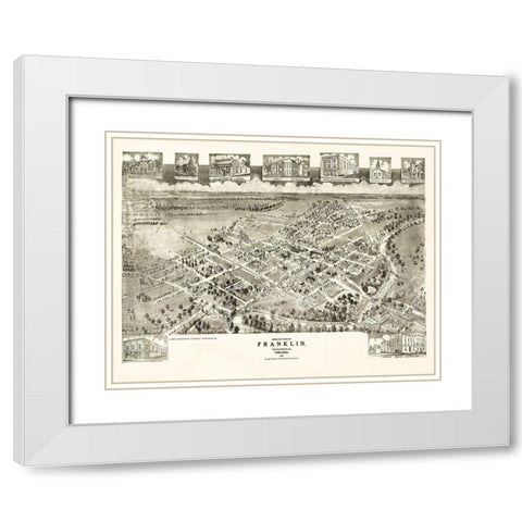 Franklin Virginia - Fowler 1907 White Modern Wood Framed Art Print with Double Matting by Fowler