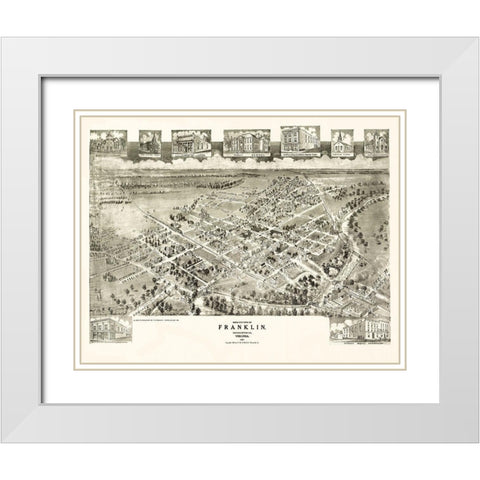 Franklin Virginia - Fowler 1907 White Modern Wood Framed Art Print with Double Matting by Fowler