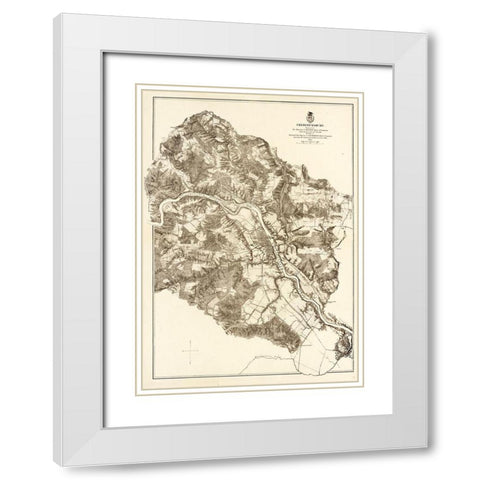 Fredericksburg Virginia - Milcher 1867 White Modern Wood Framed Art Print with Double Matting by Michler