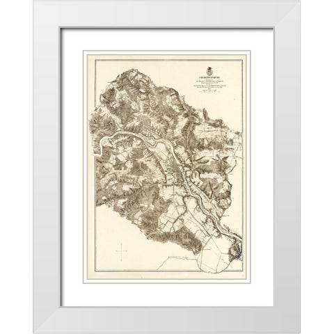 Fredericksburg Virginia - Milcher 1867 White Modern Wood Framed Art Print with Double Matting by Michler