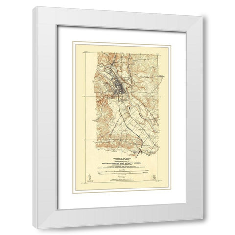 Fredericksburg Virginia - USGS 1931 White Modern Wood Framed Art Print with Double Matting by Sisson