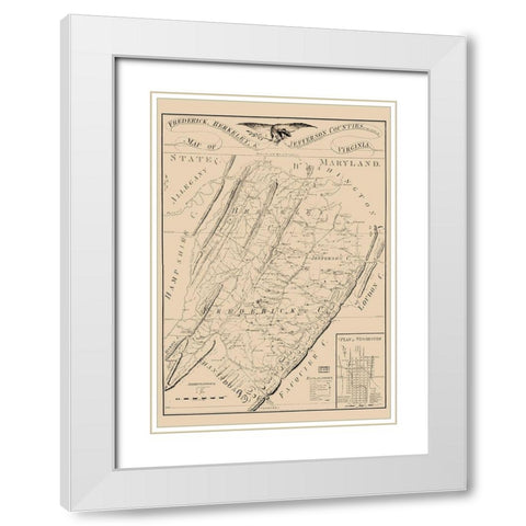Frederick County Virginia - James 1809 White Modern Wood Framed Art Print with Double Matting by James