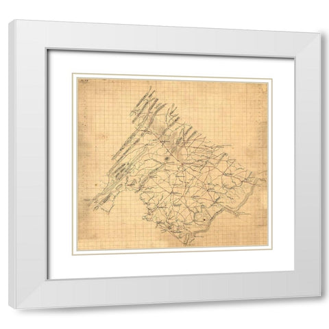 Frederick County Virginia - 1860 White Modern Wood Framed Art Print with Double Matting by Unknown