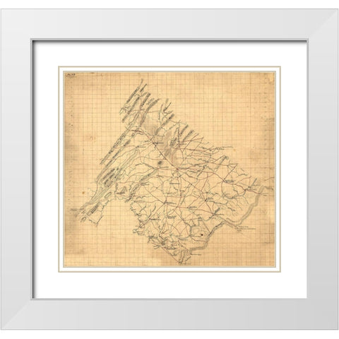 Frederick County Virginia - 1860 White Modern Wood Framed Art Print with Double Matting by Unknown