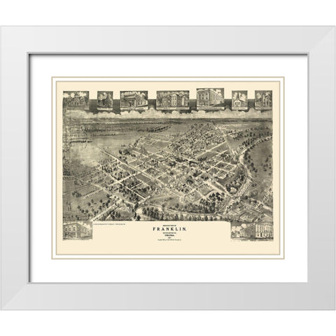 Franklin Virginia - Fowler 1907 White Modern Wood Framed Art Print with Double Matting by Fowler