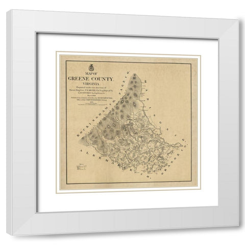 Greene County Virginia - Hotchkiss 1875 White Modern Wood Framed Art Print with Double Matting by Hotchkiss