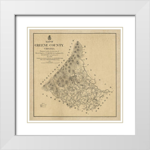 Greene County Virginia - Hotchkiss 1875 White Modern Wood Framed Art Print with Double Matting by Hotchkiss