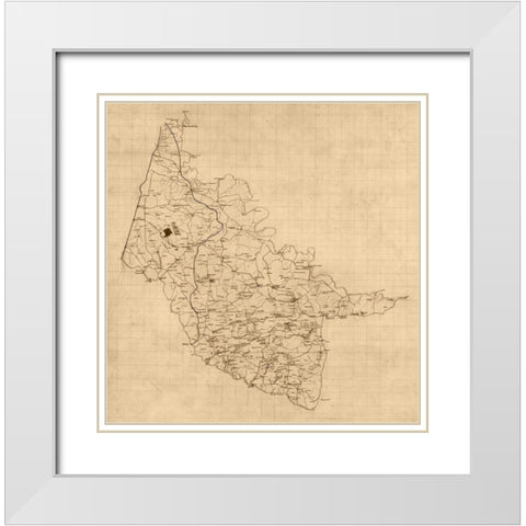 Hanover County Virginia - 1860 x 23 x 23.57 White Modern Wood Framed Art Print with Double Matting by Unknown