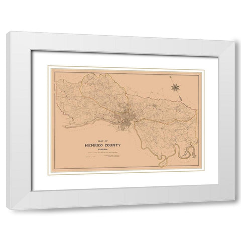 Henrico County Virginia - Crawford 1901 White Modern Wood Framed Art Print with Double Matting by Crawford