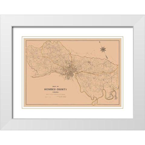 Henrico County Virginia - Crawford 1901 White Modern Wood Framed Art Print with Double Matting by Crawford