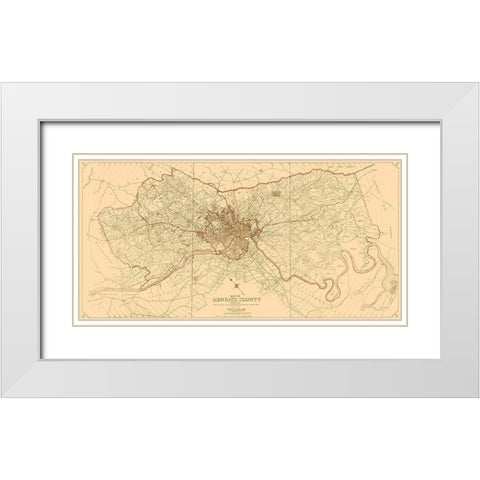 Henrico County Virginia - Crawford 1916 White Modern Wood Framed Art Print with Double Matting by Crawford