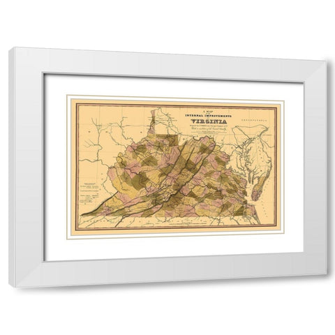 Internal Improvements Virginia - Crozet 1848 White Modern Wood Framed Art Print with Double Matting by Crozet