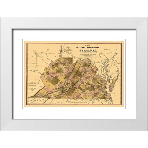 Internal Improvements Virginia - Crozet 1848 White Modern Wood Framed Art Print with Double Matting by Crozet