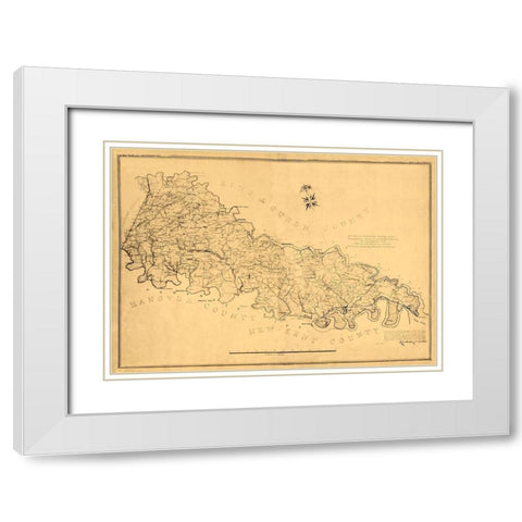 King William County Virginia - Gilmer 1865 White Modern Wood Framed Art Print with Double Matting by Gilmer