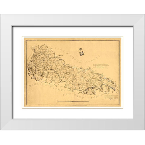 King William County Virginia - Gilmer 1865 White Modern Wood Framed Art Print with Double Matting by Gilmer
