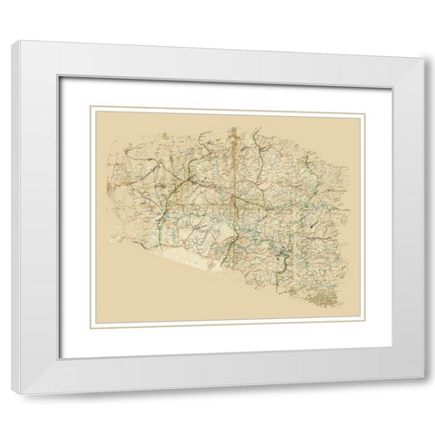 Louisa County Virginia - 1860 White Modern Wood Framed Art Print with Double Matting by Unknown