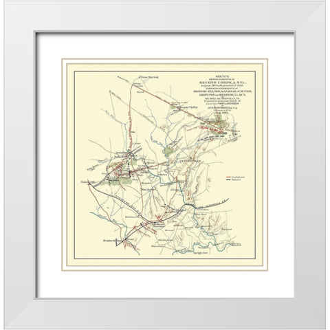 Second Corps Bristoe Station Manassas Junction White Modern Wood Framed Art Print with Double Matting by Hotchkiss