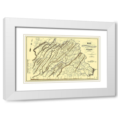 Manassas Gap Railroad - Hoen 1855 White Modern Wood Framed Art Print with Double Matting by Hoen