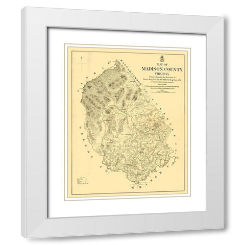 Madison County Virginia - Hotchkiss 1866 White Modern Wood Framed Art Print with Double Matting by Hotchkiss