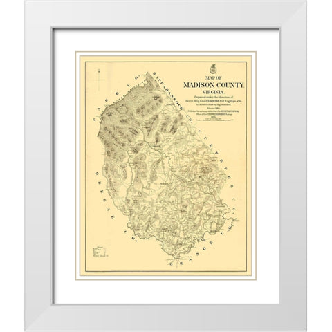 Madison County Virginia - Hotchkiss 1866 White Modern Wood Framed Art Print with Double Matting by Hotchkiss
