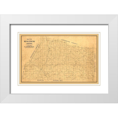 Macklenburg County Virginia - Hotchkiss 1860 White Modern Wood Framed Art Print with Double Matting by Hotchkiss