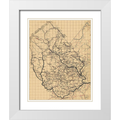 Madison County Virginia - 1860 White Modern Wood Framed Art Print with Double Matting by Unknown