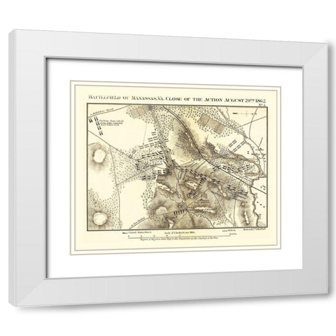 Manassas Virginia - Bowen 1866 White Modern Wood Framed Art Print with Double Matting by Bowen